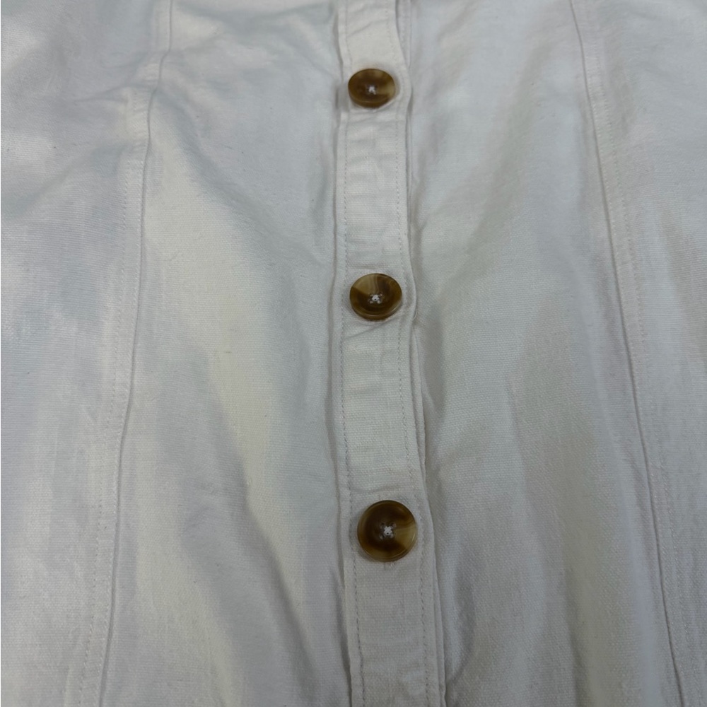 Pilcro Feminine White Cotton Pencil Dress Size 4 Sleeveless Ruffled Sleeve - Picture 8 of 9